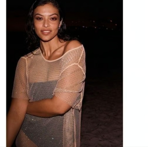 Sunday In Brooklyn Mesh Rhinestone Top - Picture 1 of 12